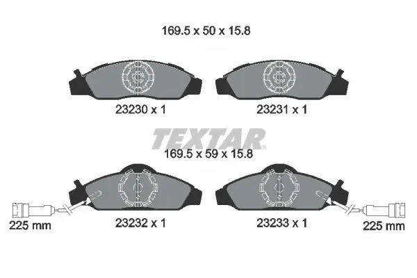 Bremsbelagsatz, Scheibenbremse Vorderachse TEXTAR 2323001