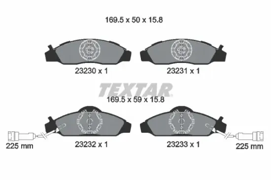 Bremsbelagsatz, Scheibenbremse Vorderachse TEXTAR 2323001 Bild Bremsbelagsatz, Scheibenbremse Vorderachse TEXTAR 2323001
