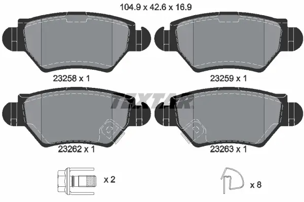 Bremsbelagsatz, Scheibenbremse Hinterachse TEXTAR 2325803