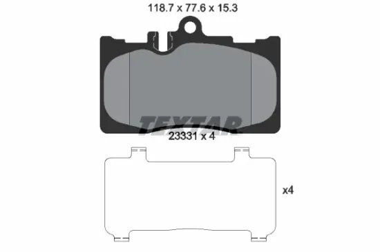 Bremsbelagsatz, Scheibenbremse Vorderachse TEXTAR 2333102 Bild Bremsbelagsatz, Scheibenbremse Vorderachse TEXTAR 2333102