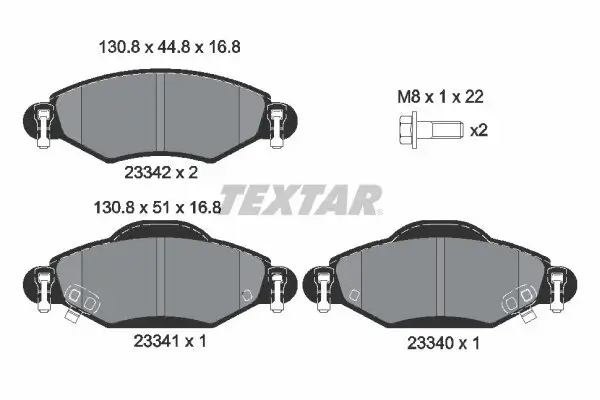 Bremsbelagsatz, Scheibenbremse TEXTAR 2334001 Bild Bremsbelagsatz, Scheibenbremse TEXTAR 2334001