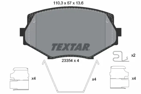 Bremsbelagsatz, Scheibenbremse Vorderachse TEXTAR 2335404 Bild Bremsbelagsatz, Scheibenbremse Vorderachse TEXTAR 2335404