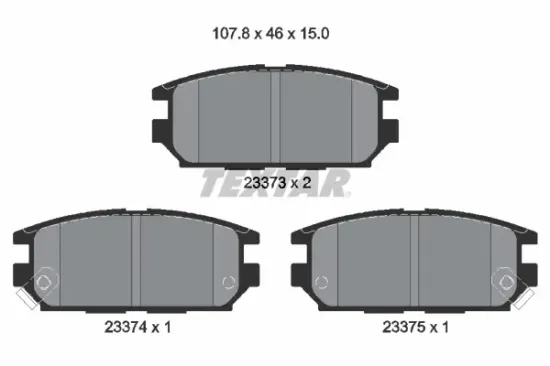 Bremsbelagsatz, Scheibenbremse Hinterachse TEXTAR 2337301 Bild Bremsbelagsatz, Scheibenbremse Hinterachse TEXTAR 2337301