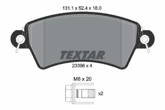 Bremsbelagsatz, Scheibenbremse Vorderachse TEXTAR 2339602 Bild Bremsbelagsatz, Scheibenbremse Vorderachse TEXTAR 2339602