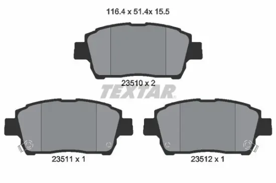 Bremsbelagsatz, Scheibenbremse TEXTAR 2351002 Bild Bremsbelagsatz, Scheibenbremse TEXTAR 2351002