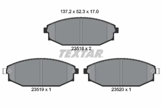 Bremsbelagsatz, Scheibenbremse Vorderachse TEXTAR 2351801 Bild Bremsbelagsatz, Scheibenbremse Vorderachse TEXTAR 2351801