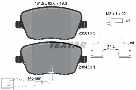 Bremsbelagsatz, Scheibenbremse TEXTAR 2358102 Bild Bremsbelagsatz, Scheibenbremse TEXTAR 2358102