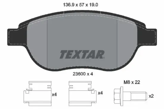 Bremsbelagsatz, Scheibenbremse TEXTAR 2360001 Bild Bremsbelagsatz, Scheibenbremse TEXTAR 2360001