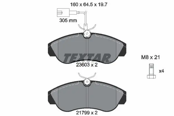 Bremsbelagsatz, Scheibenbremse TEXTAR 2360301