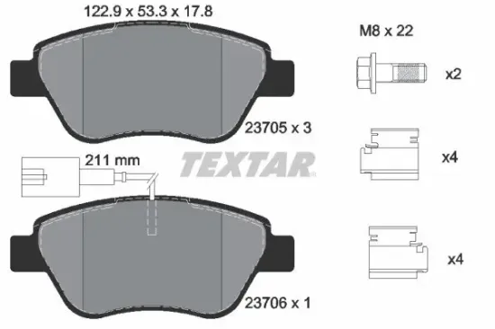 Bremsbelagsatz, Scheibenbremse TEXTAR 2370502 Bild Bremsbelagsatz, Scheibenbremse TEXTAR 2370502