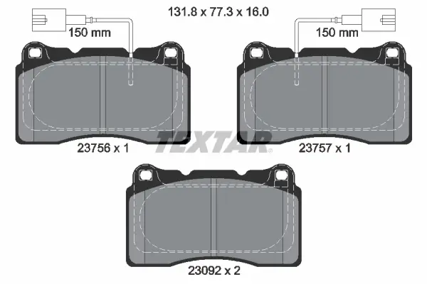 Bremsbelagsatz, Scheibenbremse Vorderachse TEXTAR 2375603