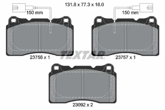 Bremsbelagsatz, Scheibenbremse Vorderachse TEXTAR 2375603 Bild Bremsbelagsatz, Scheibenbremse Vorderachse TEXTAR 2375603