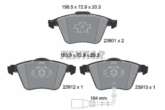 Bremsbelagsatz, Scheibenbremse Vorderachse TEXTAR 2380101 Bild Bremsbelagsatz, Scheibenbremse Vorderachse TEXTAR 2380101