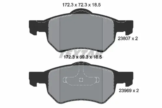 Bremsbelagsatz, Scheibenbremse Vorderachse TEXTAR 2380701 Bild Bremsbelagsatz, Scheibenbremse Vorderachse TEXTAR 2380701