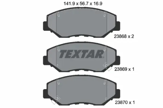 Bremsbelagsatz, Scheibenbremse Vorderachse TEXTAR 2386801 Bild Bremsbelagsatz, Scheibenbremse Vorderachse TEXTAR 2386801