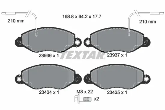 Bremsbelagsatz, Scheibenbremse Vorderachse TEXTAR 2393601 Bild Bremsbelagsatz, Scheibenbremse Vorderachse TEXTAR 2393601