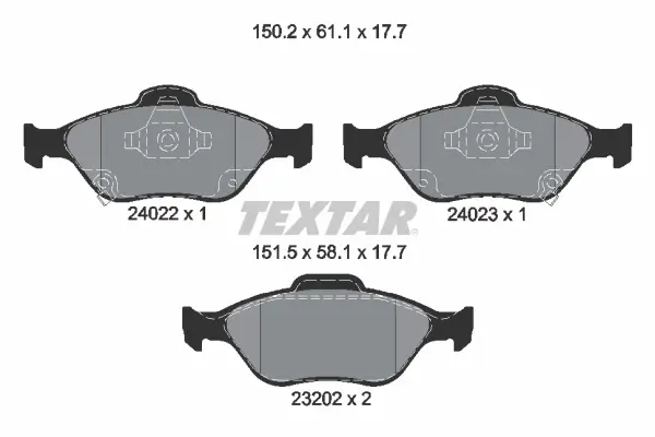 Bremsbelagsatz, Scheibenbremse Vorderachse TEXTAR 2402201