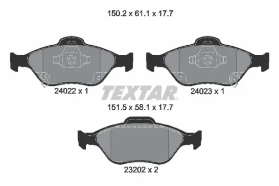Bremsbelagsatz, Scheibenbremse Vorderachse TEXTAR 2402201 Bild Bremsbelagsatz, Scheibenbremse Vorderachse TEXTAR 2402201