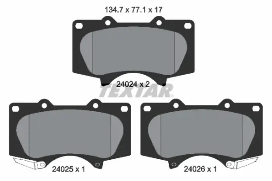 Bremsbelagsatz, Scheibenbremse Vorderachse TEXTAR 2402403 Bild Bremsbelagsatz, Scheibenbremse Vorderachse TEXTAR 2402403