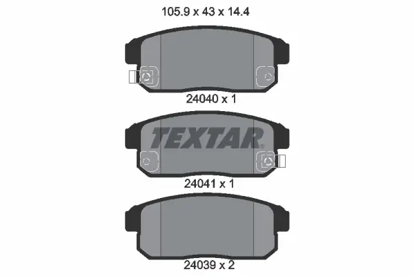 Bremsbelagsatz, Scheibenbremse Hinterachse TEXTAR 2404001