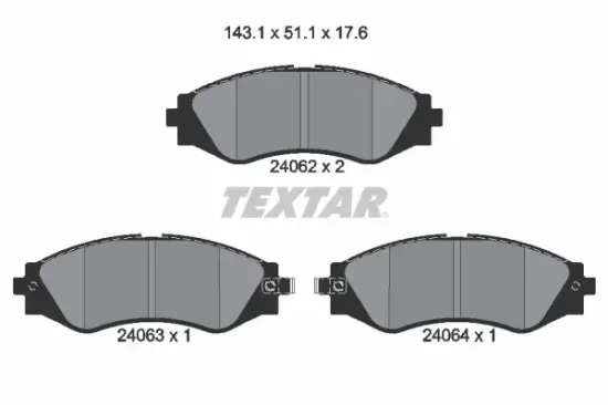 Bremsbelagsatz, Scheibenbremse Vorderachse TEXTAR 2406201 Bild Bremsbelagsatz, Scheibenbremse Vorderachse TEXTAR 2406201