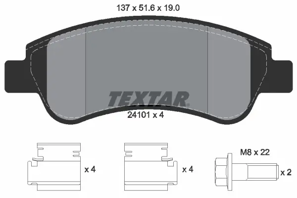 Bremsbelagsatz, Scheibenbremse Vorderachse TEXTAR 2410101