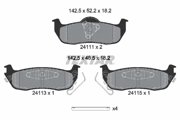 Bremsbelagsatz, Scheibenbremse Hinterachse TEXTAR 2411103