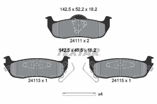 Bremsbelagsatz, Scheibenbremse Hinterachse TEXTAR 2411103 Bild Bremsbelagsatz, Scheibenbremse Hinterachse TEXTAR 2411103