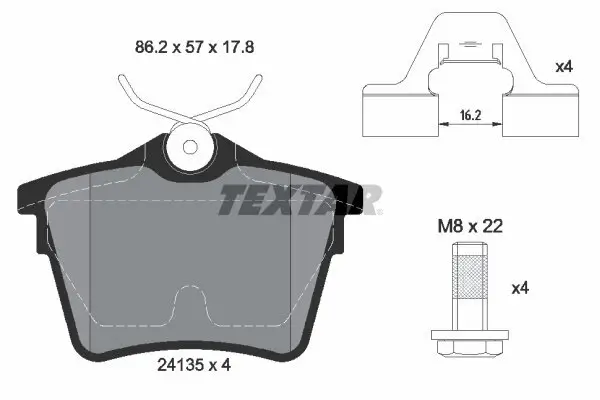 Bremsbelagsatz, Scheibenbremse TEXTAR 2413501 Bild Bremsbelagsatz, Scheibenbremse TEXTAR 2413501