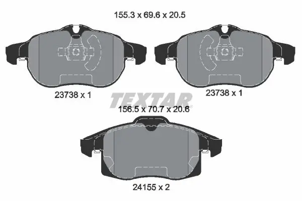 Bremsbelagsatz, Scheibenbremse TEXTAR 2415501