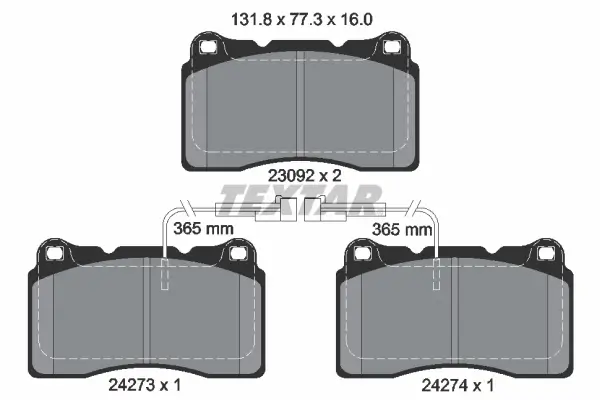 Bremsbelagsatz, Scheibenbremse Vorderachse TEXTAR 2427301