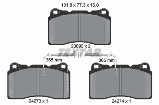Bremsbelagsatz, Scheibenbremse Vorderachse TEXTAR 2427301 Bild Bremsbelagsatz, Scheibenbremse Vorderachse TEXTAR 2427301