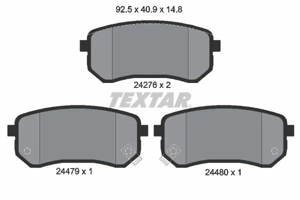 Bremsbelagsatz, Scheibenbremse Hinterachse TEXTAR 2427601