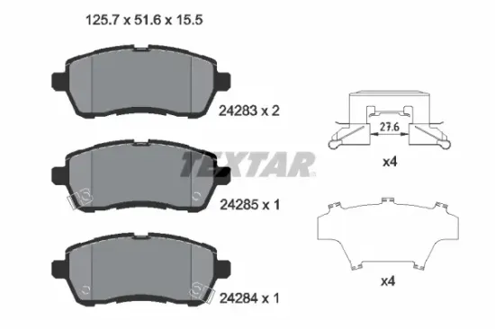 Bremsbelagsatz, Scheibenbremse Vorderachse TEXTAR 2428303 Bild Bremsbelagsatz, Scheibenbremse Vorderachse TEXTAR 2428303