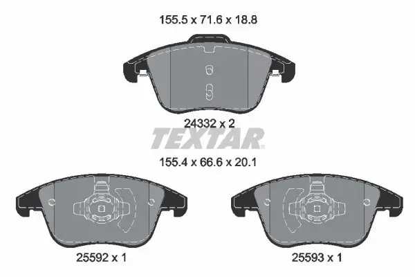 Bremsbelagsatz, Scheibenbremse TEXTAR 2433205 Bild Bremsbelagsatz, Scheibenbremse TEXTAR 2433205