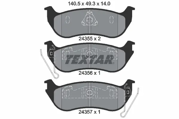 Bremsbelagsatz, Scheibenbremse Hinterachse TEXTAR 2435501