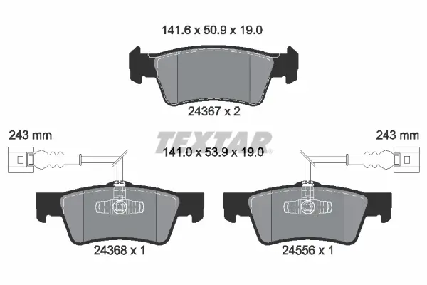 Bremsbelagsatz, Scheibenbremse Hinterachse TEXTAR 2436701