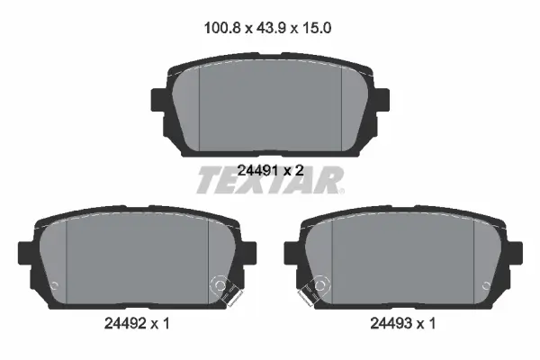 Bremsbelagsatz, Scheibenbremse Hinterachse TEXTAR 2449101