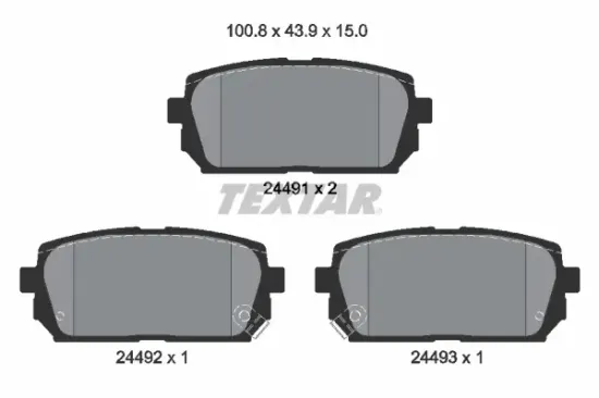 Bremsbelagsatz, Scheibenbremse Hinterachse TEXTAR 2449101 Bild Bremsbelagsatz, Scheibenbremse Hinterachse TEXTAR 2449101
