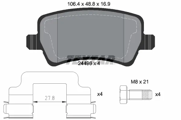 Bremsbelagsatz, Scheibenbremse Hinterachse TEXTAR 2449601