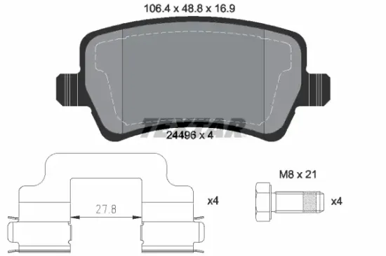 Bremsbelagsatz, Scheibenbremse Hinterachse TEXTAR 2449601 Bild Bremsbelagsatz, Scheibenbremse Hinterachse TEXTAR 2449601