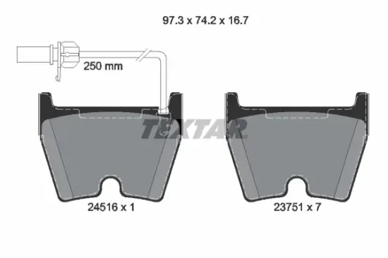 Bremsbelagsatz, Scheibenbremse Vorderachse TEXTAR 2451601 Bild Bremsbelagsatz, Scheibenbremse Vorderachse TEXTAR 2451601