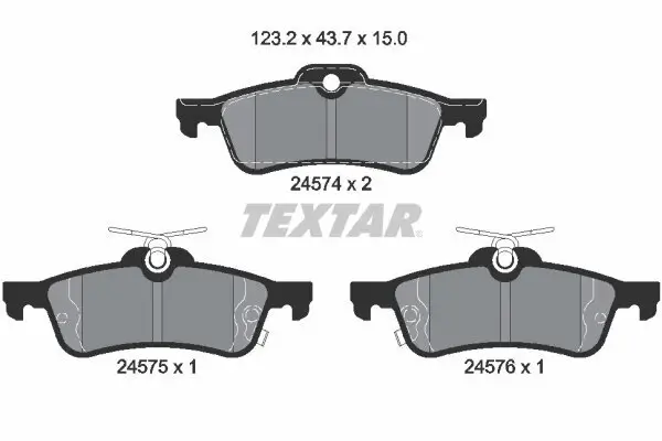 Bremsbelagsatz, Scheibenbremse TEXTAR 2457401 Bild Bremsbelagsatz, Scheibenbremse TEXTAR 2457401