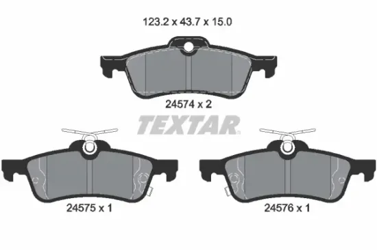Bremsbelagsatz, Scheibenbremse Hinterachse TEXTAR 2457401 Bild Bremsbelagsatz, Scheibenbremse Hinterachse TEXTAR 2457401