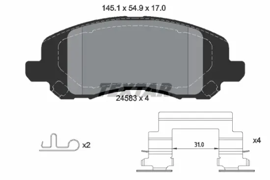 Bremsbelagsatz, Scheibenbremse Vorderachse TEXTAR 2458301 Bild Bremsbelagsatz, Scheibenbremse Vorderachse TEXTAR 2458301