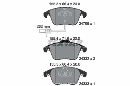 Bremsbelagsatz, Scheibenbremse Vorderachse TEXTAR 2470601 Bild Bremsbelagsatz, Scheibenbremse Vorderachse TEXTAR 2470601