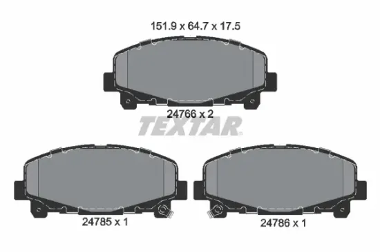 Bremsbelagsatz, Scheibenbremse Vorderachse TEXTAR 2476601 Bild Bremsbelagsatz, Scheibenbremse Vorderachse TEXTAR 2476601