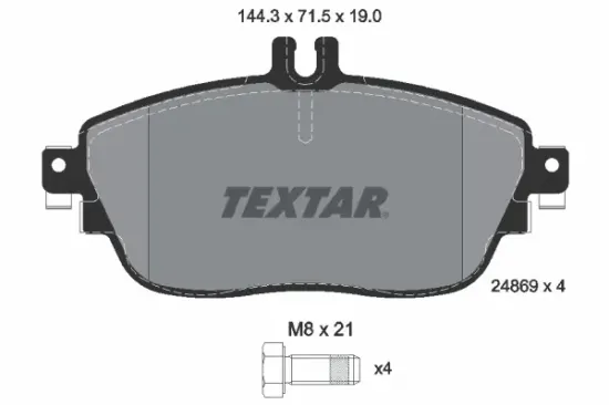 Bremsbelagsatz, Scheibenbremse Vorderachse TEXTAR 2486901 Bild Bremsbelagsatz, Scheibenbremse Vorderachse TEXTAR 2486901