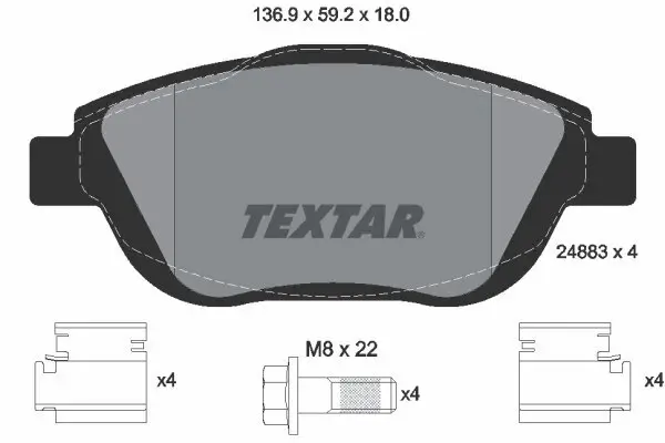 Bremsbelagsatz, Scheibenbremse TEXTAR 2488301