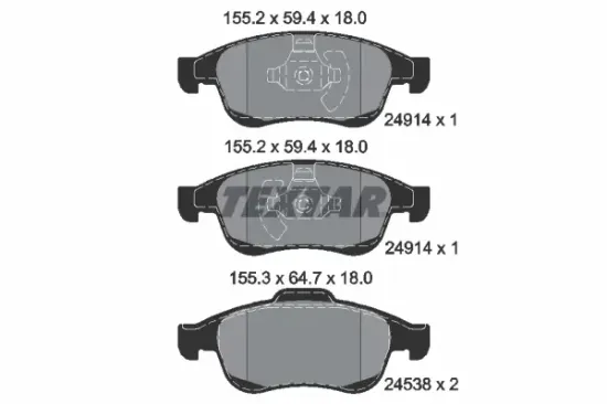 Bremsbelagsatz, Scheibenbremse Vorderachse TEXTAR 2491401 Bild Bremsbelagsatz, Scheibenbremse Vorderachse TEXTAR 2491401